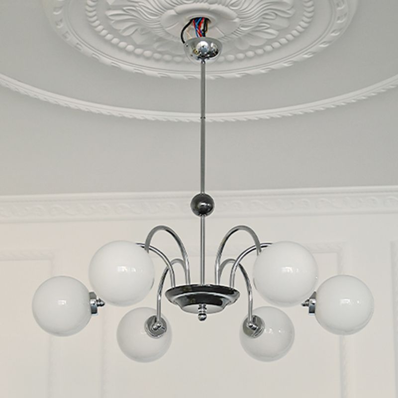 Luci a sospensione sferica Moderna luce a sospensione con soffitto in vetro bianco per camera da letto