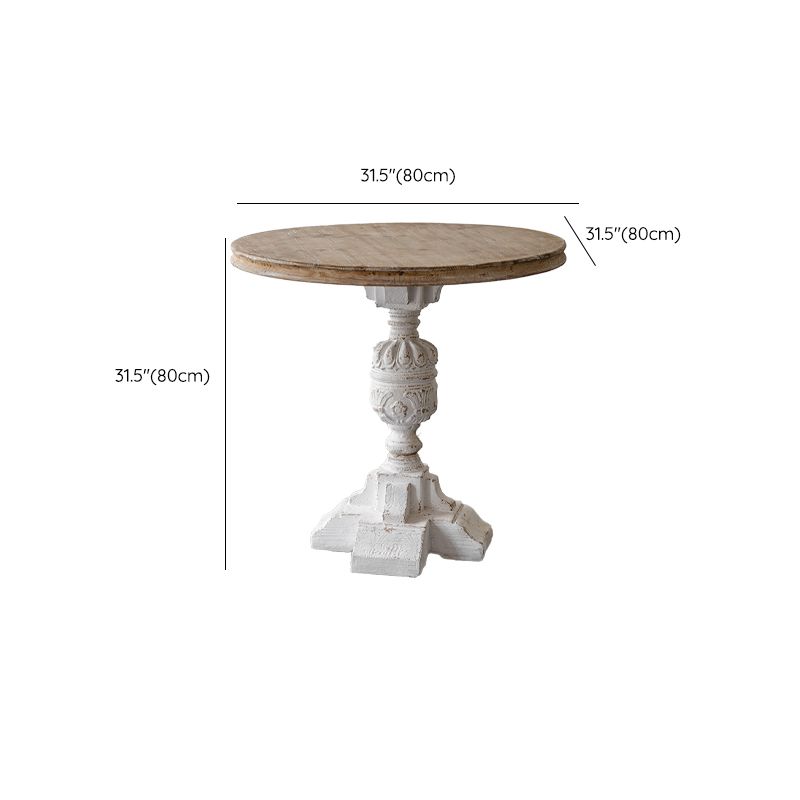 Round Shape Solid Wood End Table with Metal Base Corner Table for Living Room