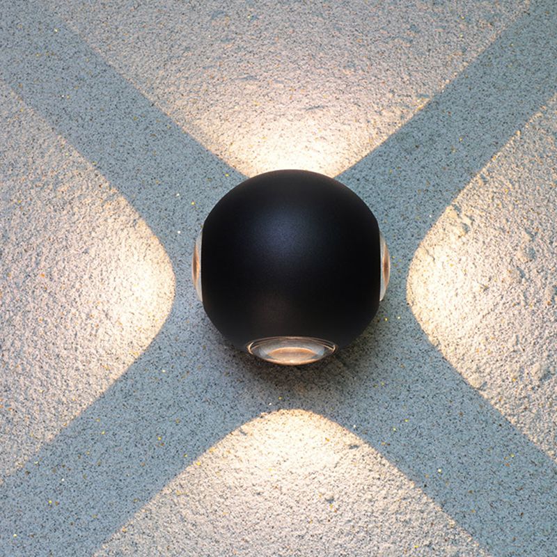 Ball Shape Wall Light Modern Style Metal 1/2/4 Lights Sconce in Black
