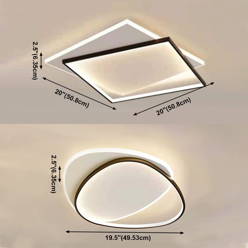 Lampada da soffitto geometrica a 2 luci con montaggio a incasso. Lampada da incasso a LED in stile moderno in metallo