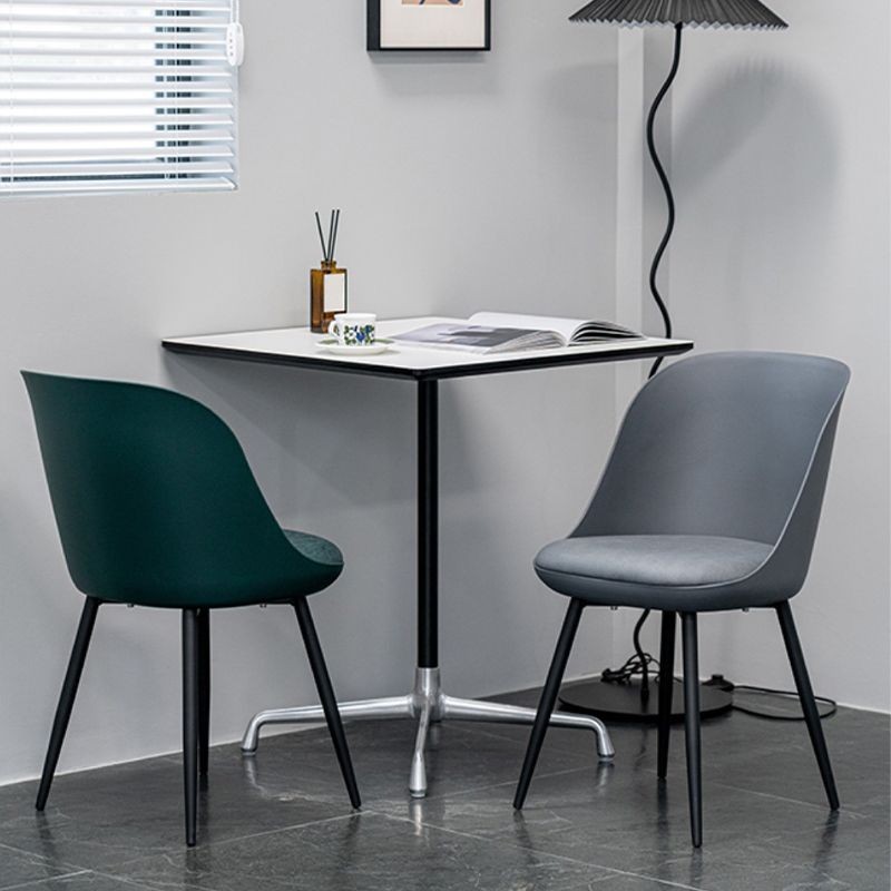 Contemporary Upholstered Dining Chairs Faux Leather and Metal Side Chair