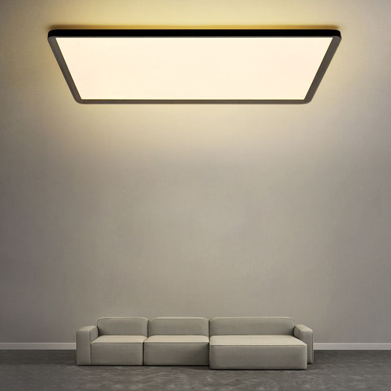 Acrylique simple rectangulaire LED plafonnier style nordique salon encastré noir luminaire