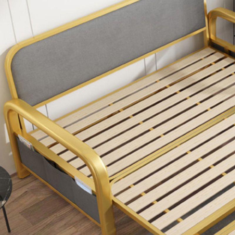 Gray Faux leather Sleeper Sofa 35.43" Wide Foldable Sofa Bed with Cushion Back