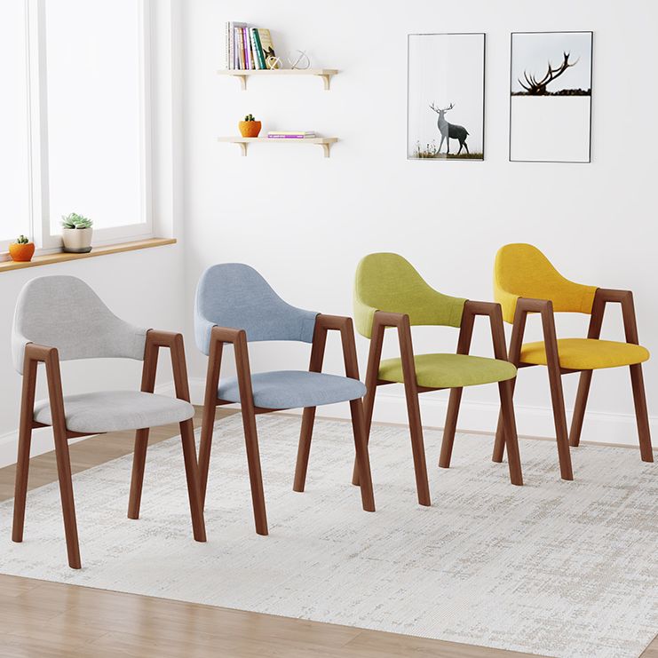 Contemporary Brown Kitchen Dining Arm Chair Wood Opening Back Dining Arm Chair