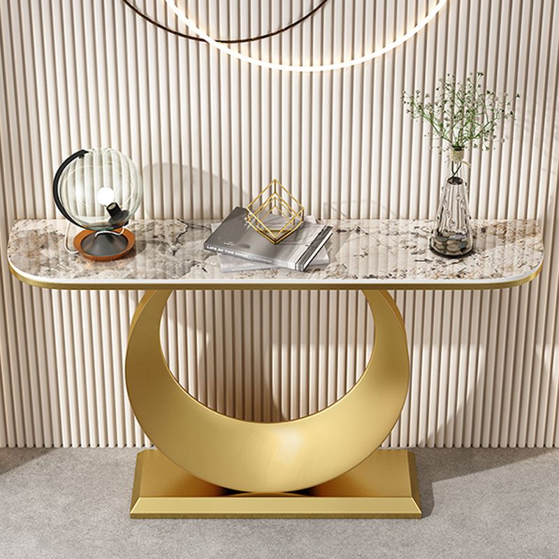 Stain Resistant Console Table 11.8" W Slate Glam Half Moon End Table
