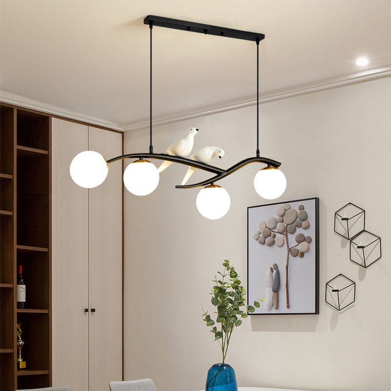 Glass Globe Shaded Ceiling Light Industrial Metal Kitchen Island Lighting