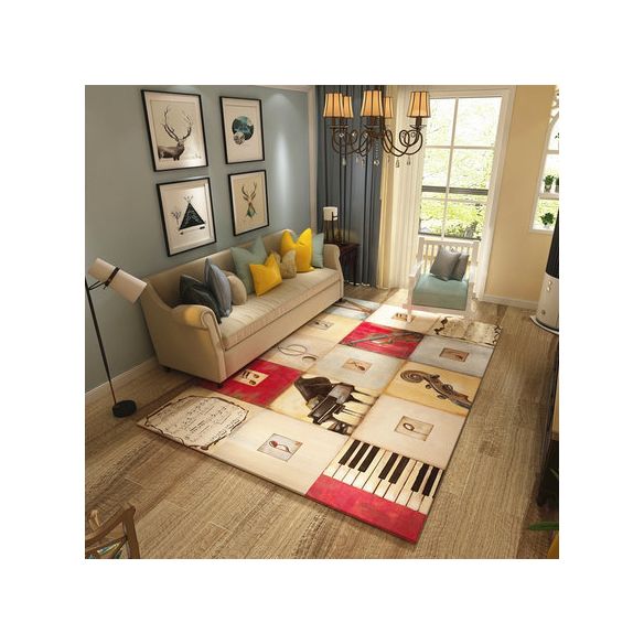 Nordic Geometric Pattern Rug Multi-Color Polypropylene Carpet Anti-Slip Washable Stain Resistant Rug for Great Room