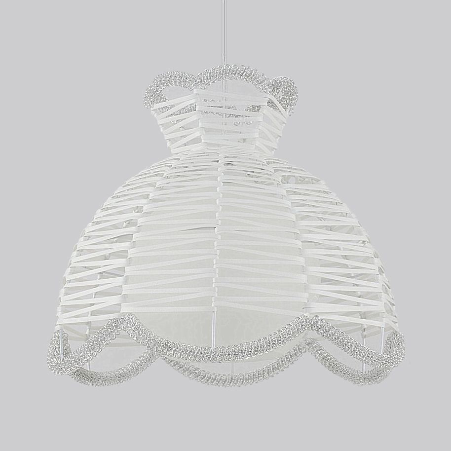 Rattan mit überbrochener Schatten Anhängerlampe moderne einfache 1 hängende Beleuchtung in Weiß