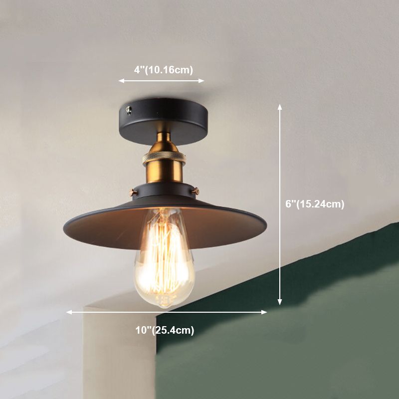 Lumière semi-luxuelle évasée noire Salle de salle à manger en métal industrie