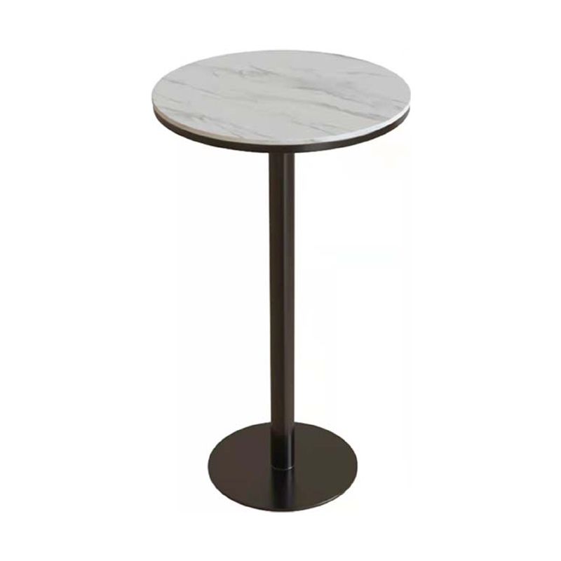 Industrial Metal Bar Table 23.6" Round Faux Marble Top Pedestal Bistro Table for Cafe