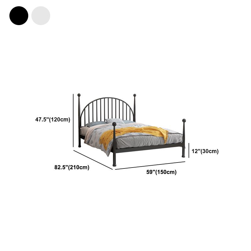 Four Poster Bed , Arched Spindle Headboard, 47inch High Glam Style