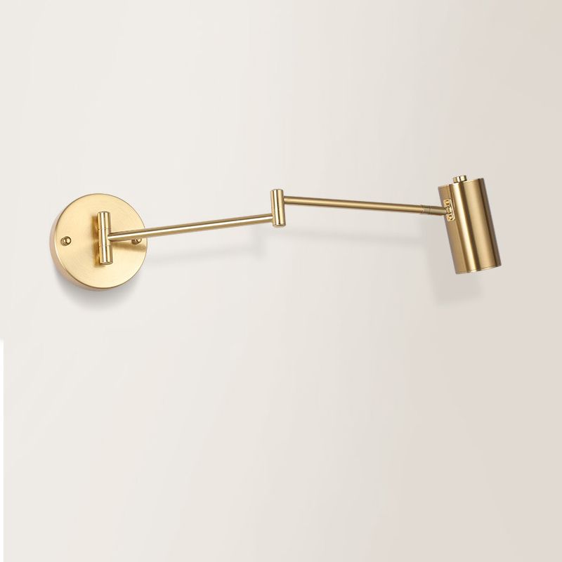 Gold Cylindrical Wall Lamp in Modern Minimalist Aluminium Reading Wall Light
