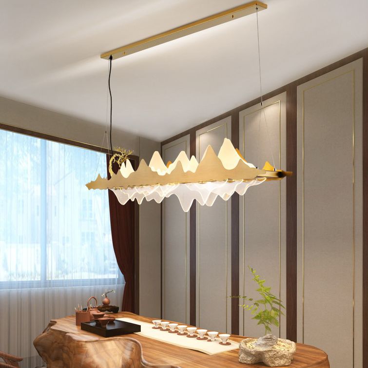 Idee per illuminazione dell'isola a led in metallo moderno lampada lampadario lineare per sala riunioni