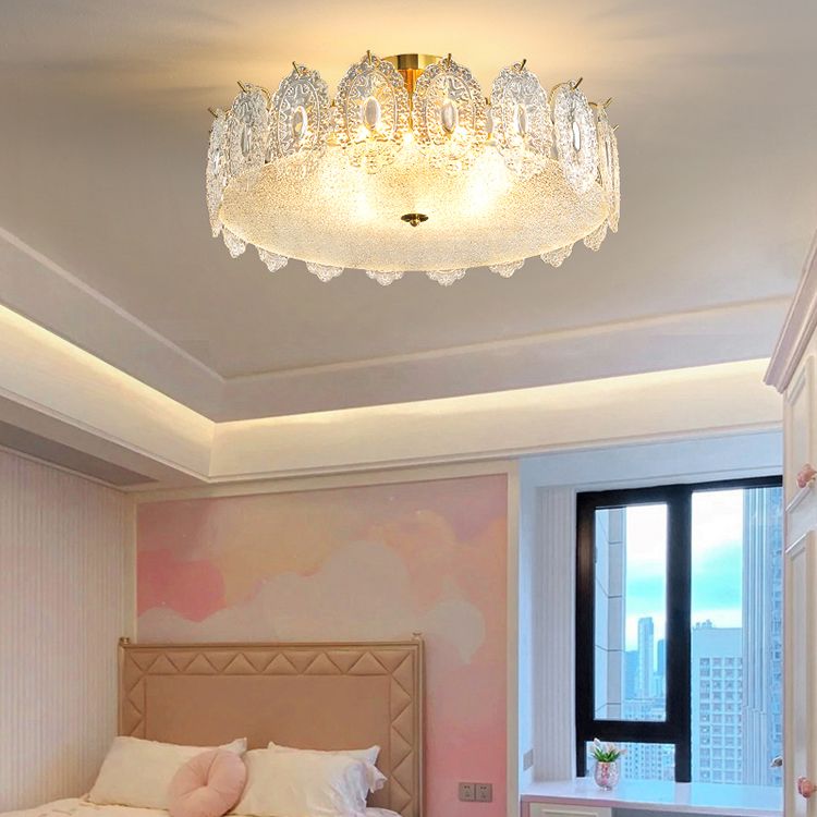 Modern Ceiling Lamp Household Flush Mount Light Fixture with Glass Shade for Bedroom