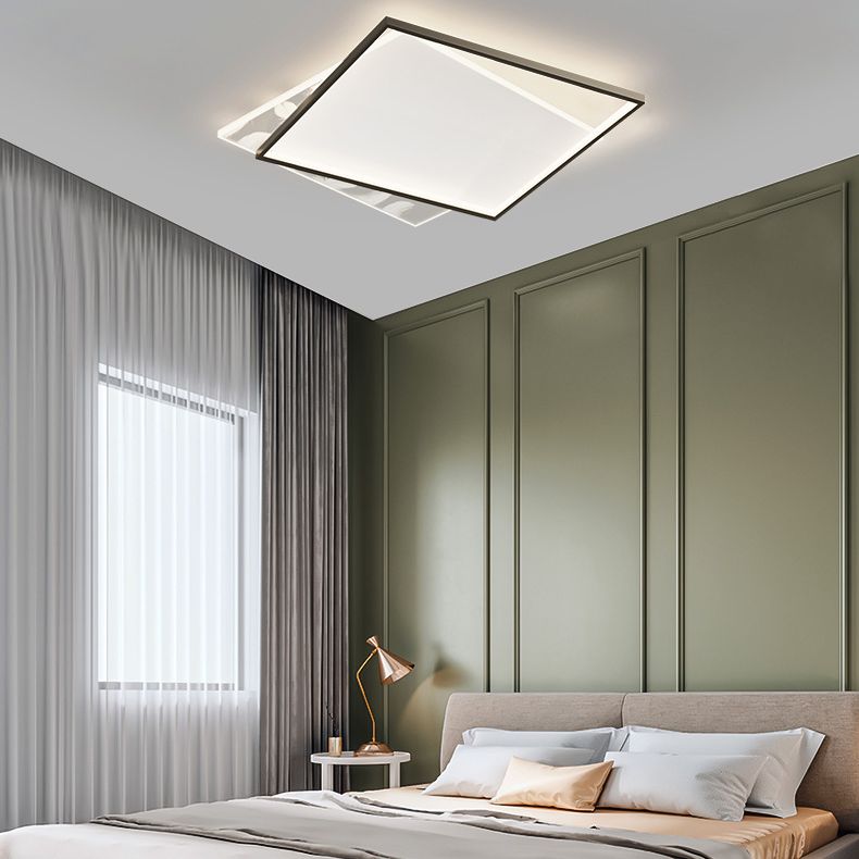 Modern Romantic Feather LED Ceiling Light Geometric Wrought Iron Ceiling Fixture for Bedroom