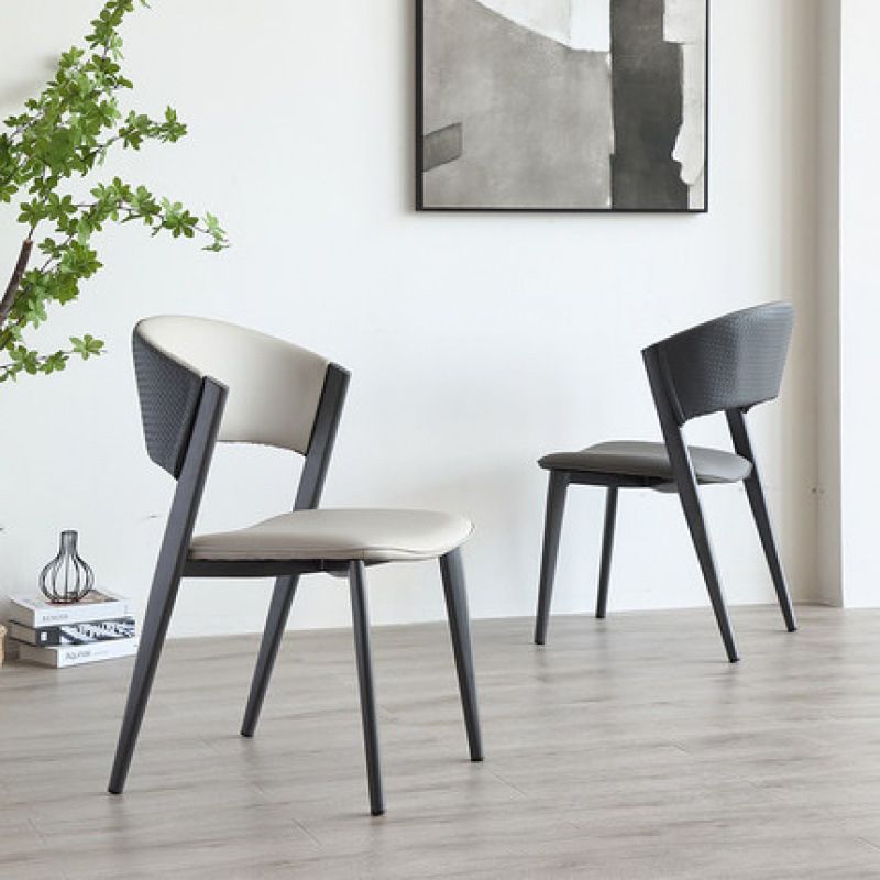 Dining Room Upholstered Chair Home Open Back Faux Leather Dining Chair