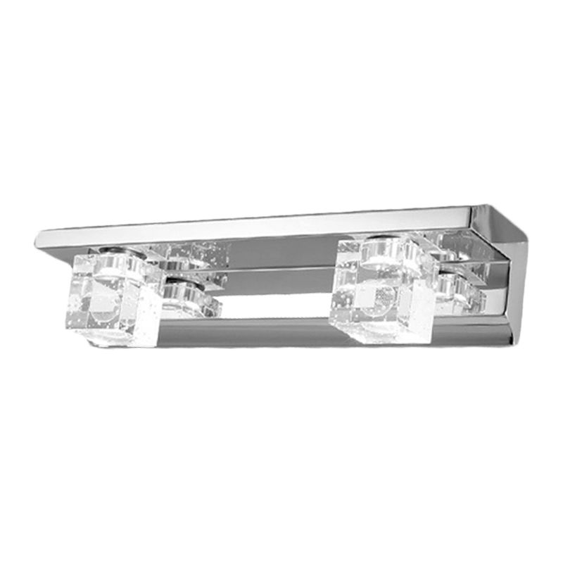 Finis finale linéaire Vanité Sconce Cube de cristal moderne 2/3 têtes de bain LED Mur monture murale en lumière chaude / blanche