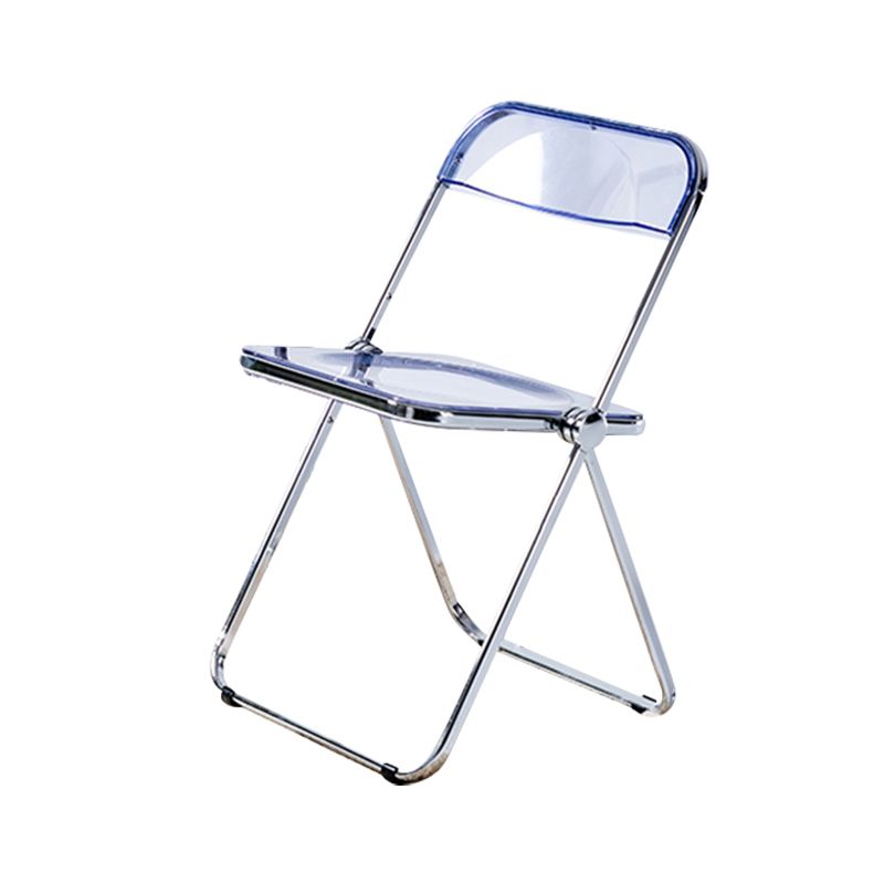 Chaise de salle à manger contemporaine sans accoudoirs, chaise latérale pliante à dossier ouvert avec pieds en métal