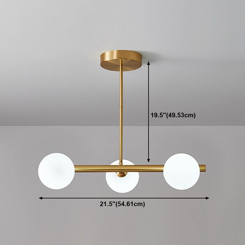 Gold Island Lights modernas lámparas colgantes de restaurantes múltiples con sombra de vidrio de globo