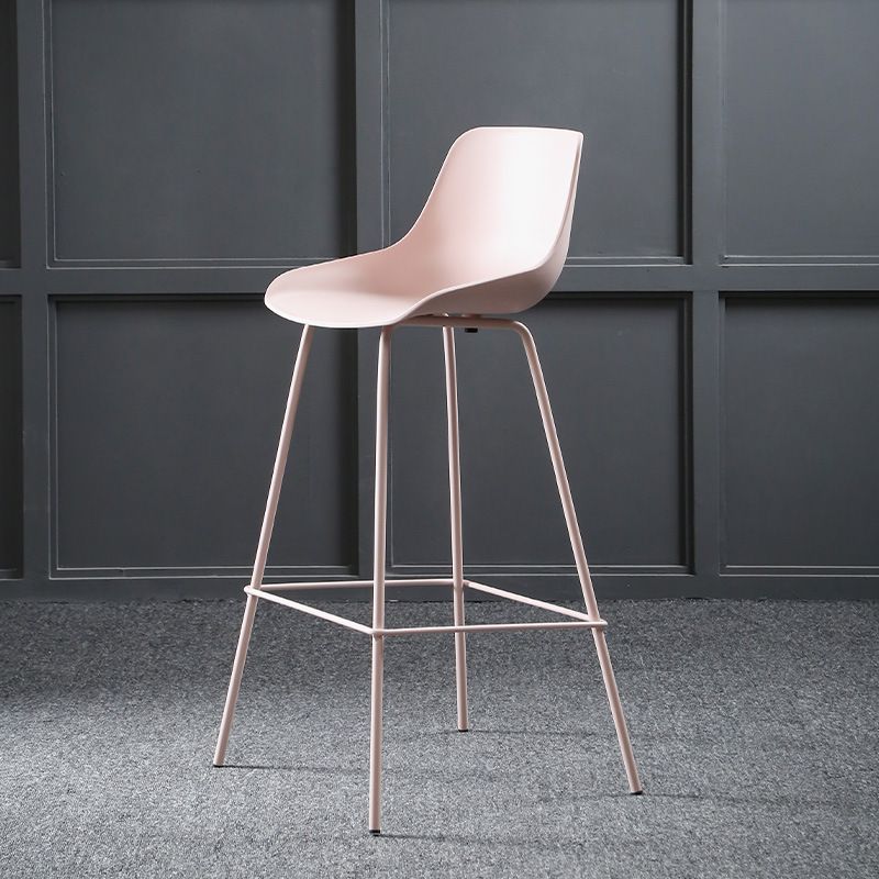 Milk Tea Shop Footrest Stool Nordic Style Matte Finish Metal Bar Stool