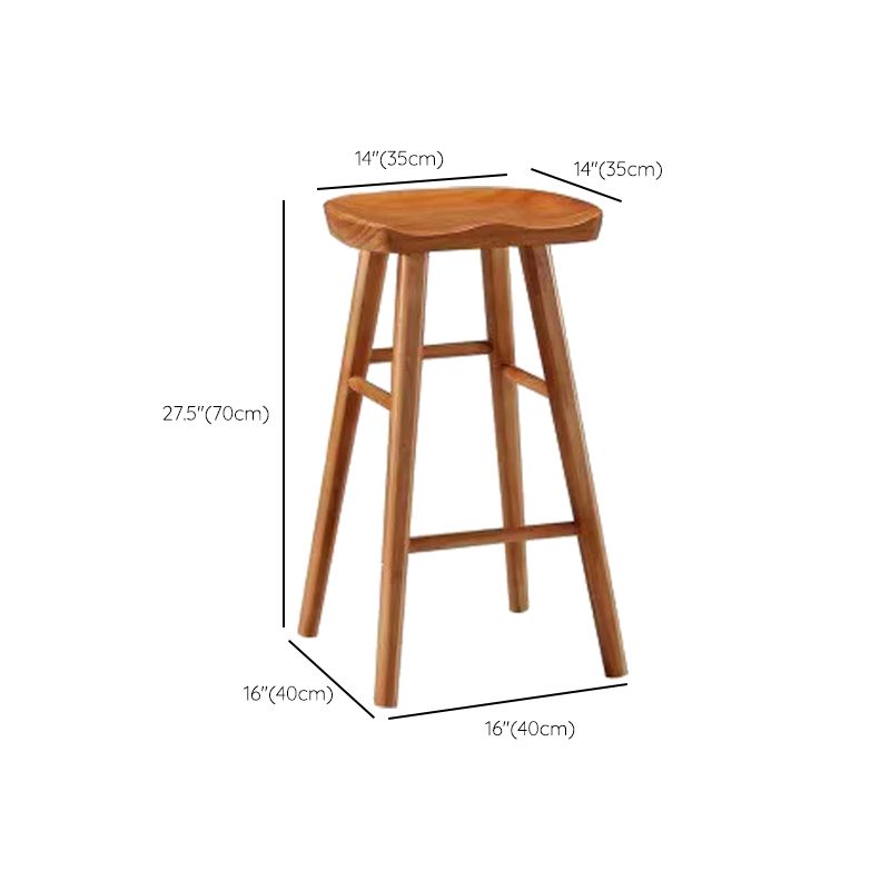 Industrial Counter High Stool Solid Wood Backless Bar Stool with 4 Legs