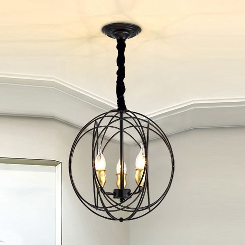 Wrought Iron Hanging Pendant Lights Vintage Global Hanging Lamps for Living Room