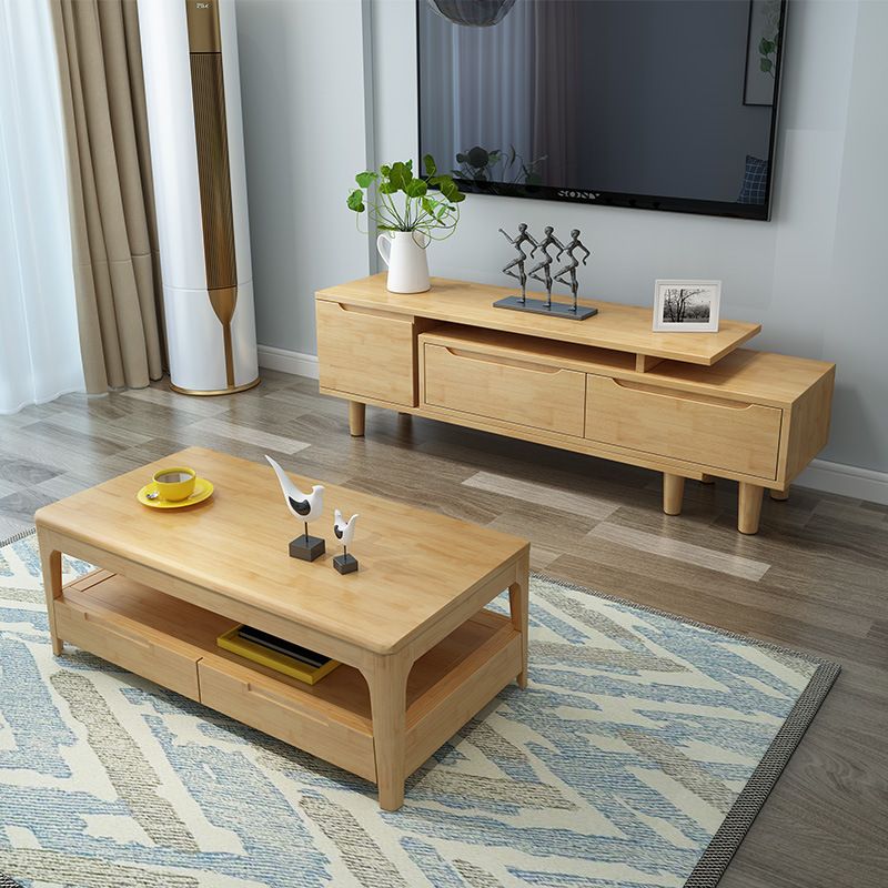 23.62 inch Wide Scandinavian Style Coffee Cocktail Table Solid Wood Coffee Table