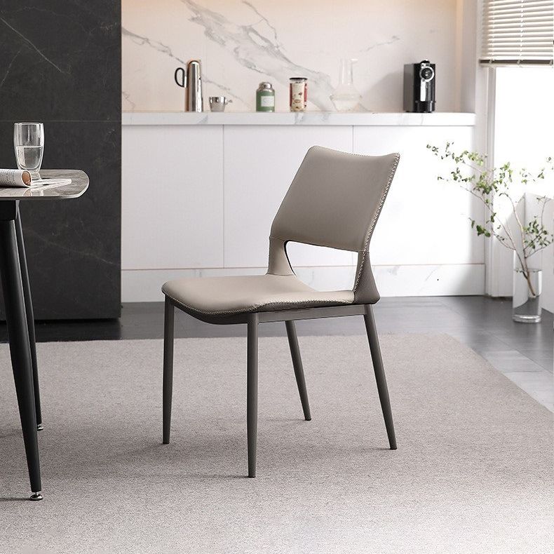 Contemporary Dining Chairs Armless Chair with Metal Legs for Home