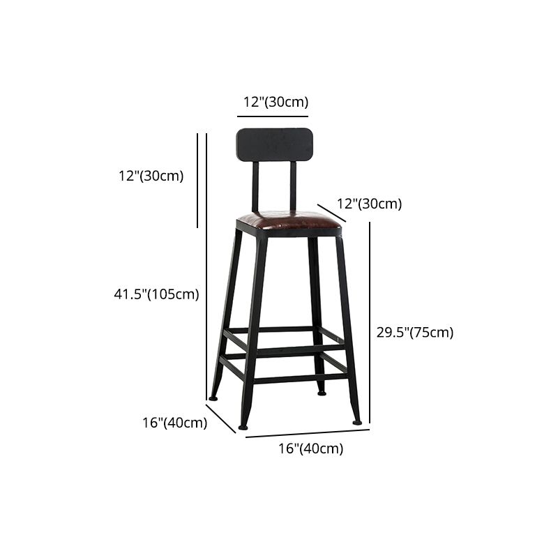 Industrial Leather Bar and Counter Stool Square Stool with 4 Legs
