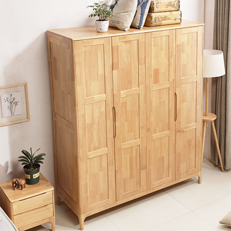 Rubber Wood Wardrobe Cabinet Contemporary Closet Back Hinged Wardrobe