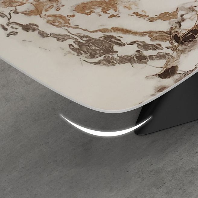 Modern Style Sintered Stone Dining Table with White Table and Pedestal Base for Home Use