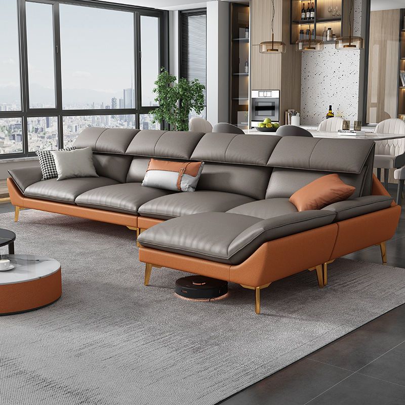 Contemporary Faux Leather Living Room Flared Arm Cushions Seating