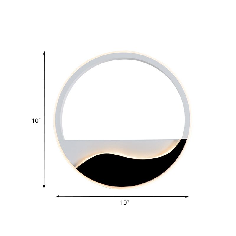 LEAUX ÉCLAINE D'ANNIR ACRYLIQUE MINMINATIVE BLANC ET NOIR LED MUR MURD MURD EN BLANC / LUMIÈRE CHAUD