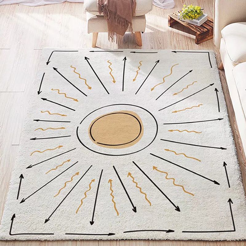 Simple Light Gray Rug Polyester Irregular Line Rug Washable Rug for Home Decor