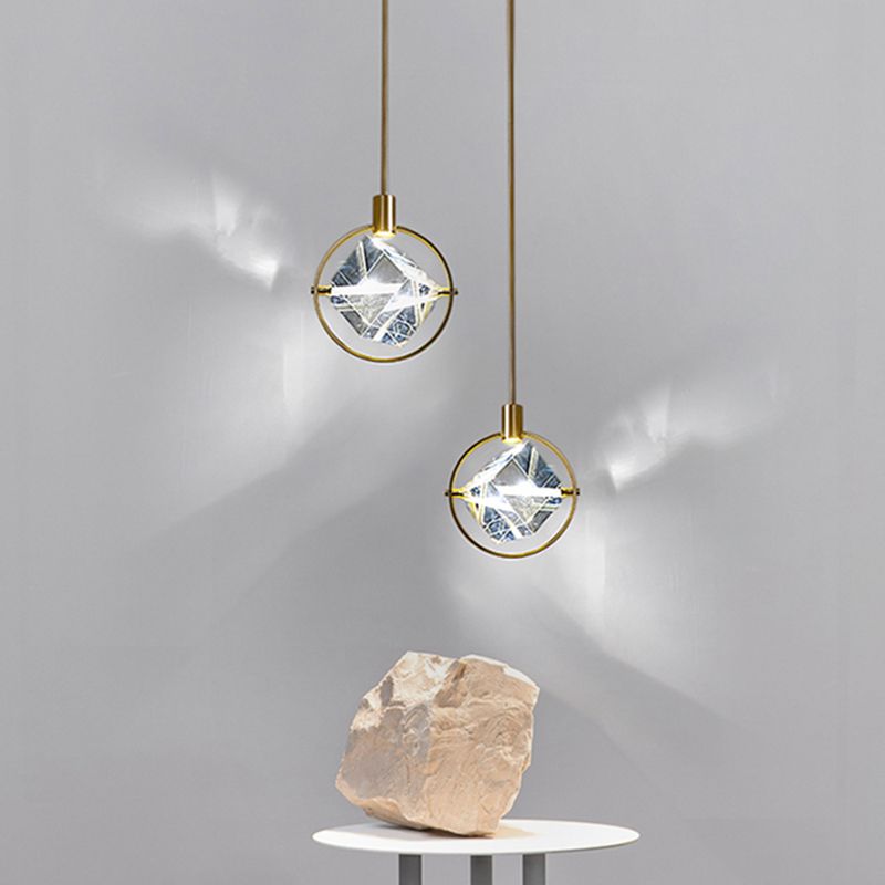 Geometrische hangende verlichtingsarmaturen Moderne gouden suspensie hanglampen met heldere kristalschaduw
