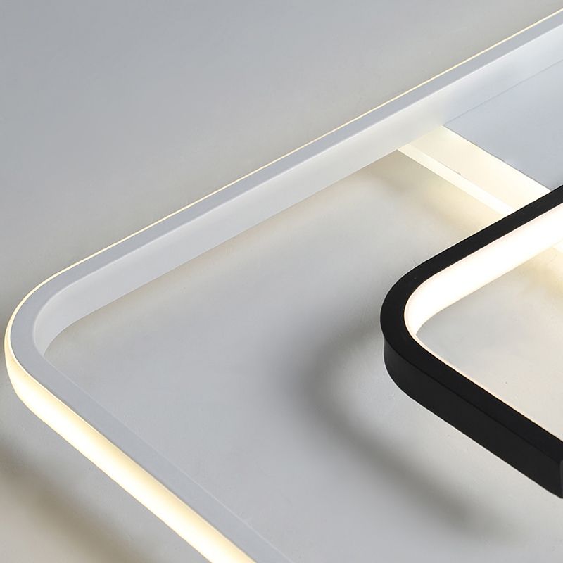 Zwart-wit vierkant plafondlamparmatuur Minimalistisch acryl LED-inbouwlamp in warm/wit licht/afstandsbediening Traploos dimmen, 16"/19,5" breed