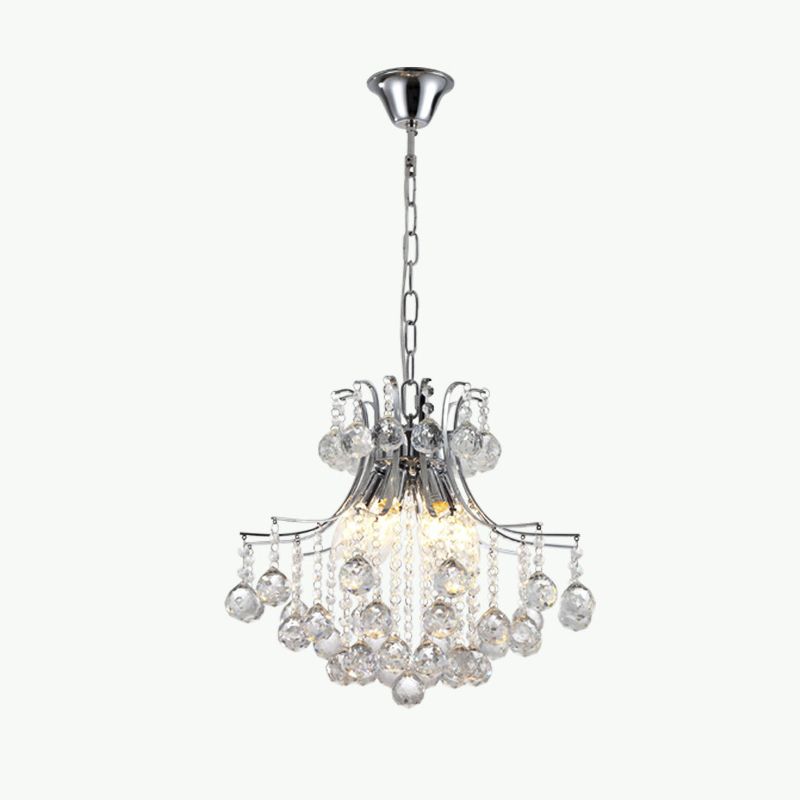6 hoofden hanger kroonluchter hedendaagse hedendaagse wervelde arm heldere kristal orbs suspensieverlichting in chroom