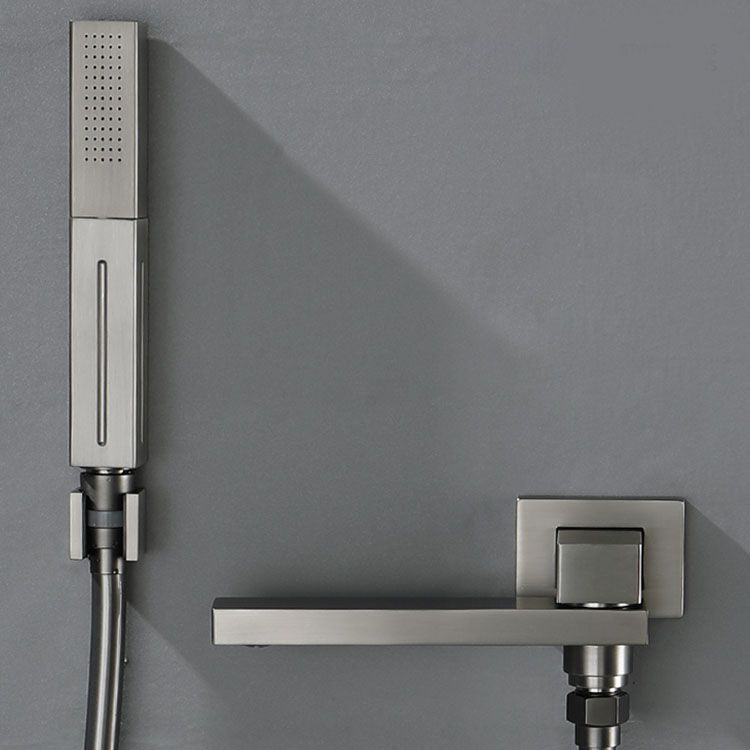 Wall Mounted Bathtub Faucet Handheld Shower Head Rod Handle Faucet
