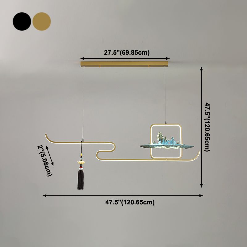 Ideas de iluminación de isla de metal lineal Ideas de té modernas iluminación de islas