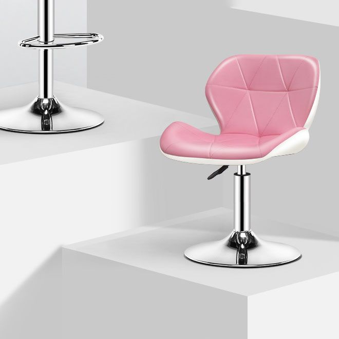 Scandinavian Metal Barstool Faux Leather Adjustable Counter Stool for Home