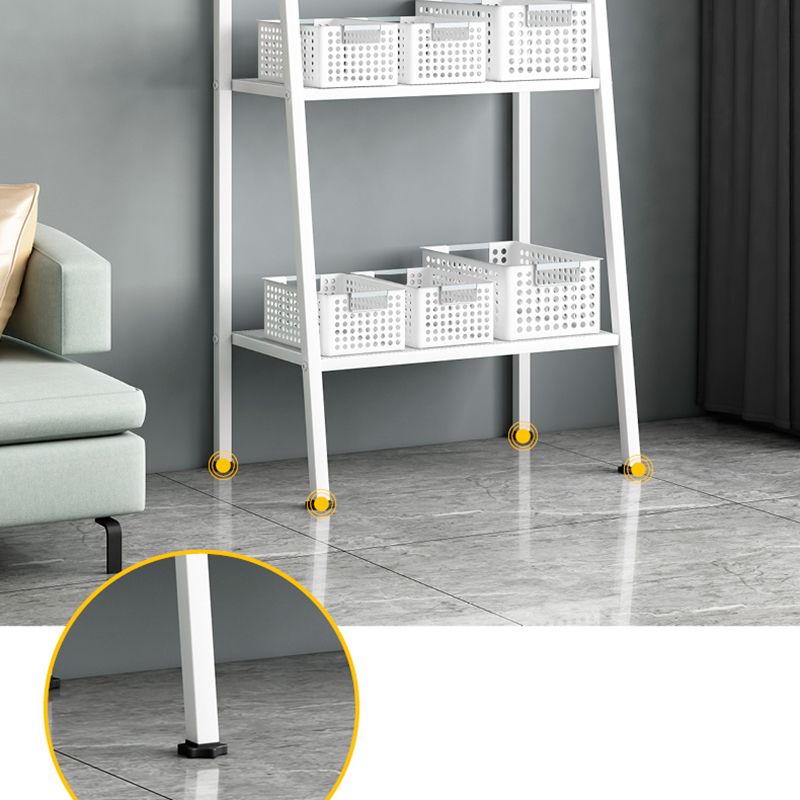 Ladder Metal Bookshelf Modern Bookcase with Rectangular Shelves