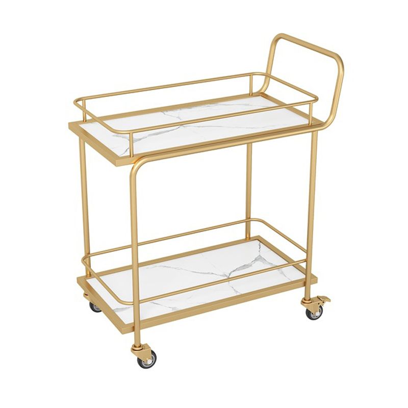 33.86" High Contemporary Style Rolling Prep Table Stone Prep Table for Dining Room