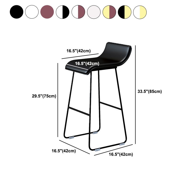 Industrial Armless Counter Stool Solid Wave Seat Bar Chair with Metal Legs
