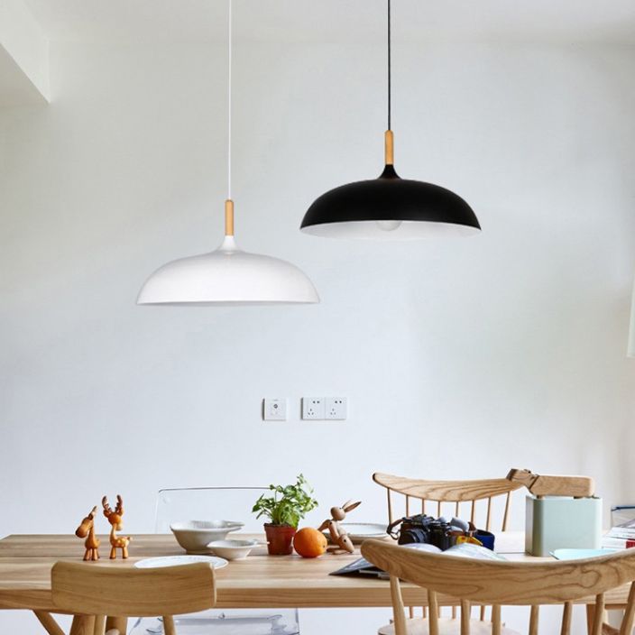 Fissaggi di illuminazione a sospensione cupola moderna legno 1 ciondolo luminoso