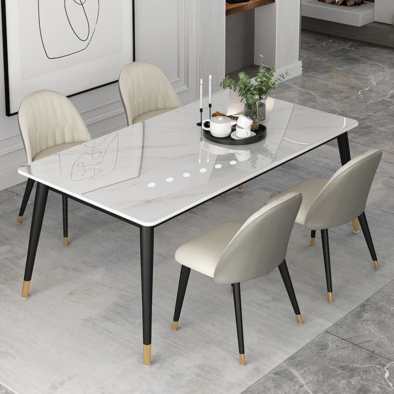 Modern 1/5/6/7 Pieces Dining Set Sintered Stone Dining Table Set with Leather Chairs