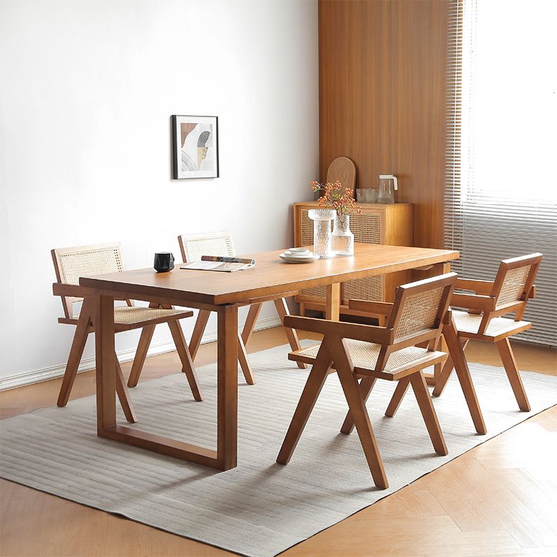 Modern Natural Dining Set 1/2/3/5 Pieces Rectangle Indoor Solid Wood Dinette Set