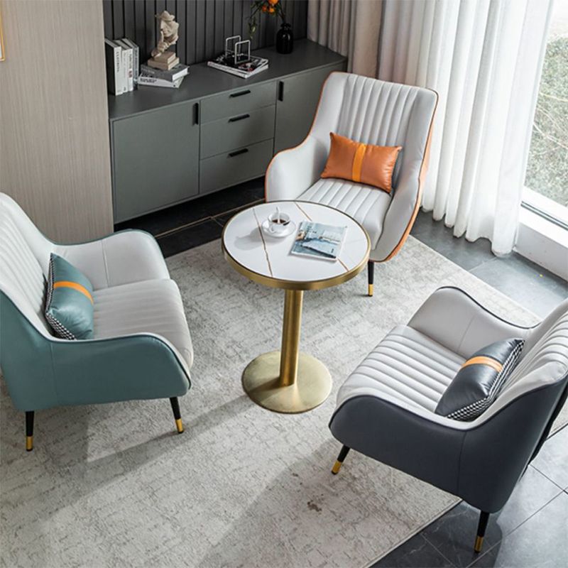 Contemporary Bonded Leather Arms Included Basic Four Leg Accent Armchair