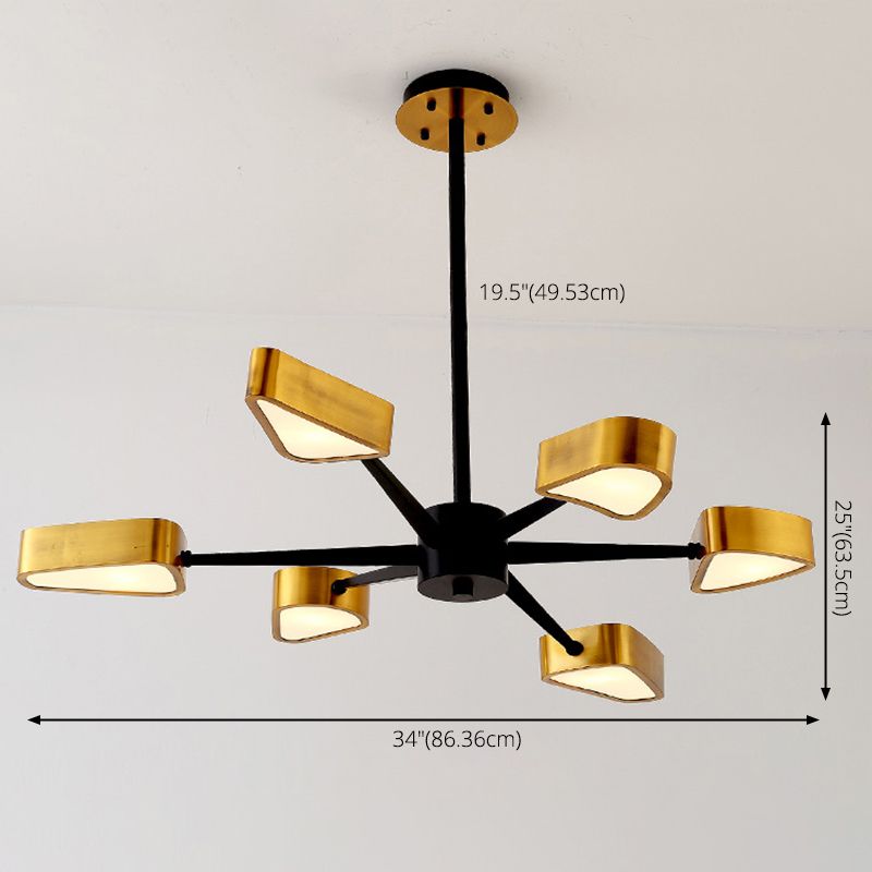 Post-Modern Metal Hanging Chandelier Light Triangular Ceiling Chandelier in Gold for Living Room