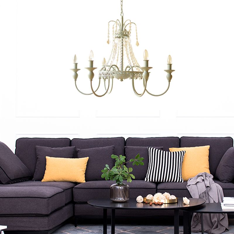 Cougies métal et cristal suspendu rustique 4/6 lumières salon lustre lumière en gris / blanc / laiton