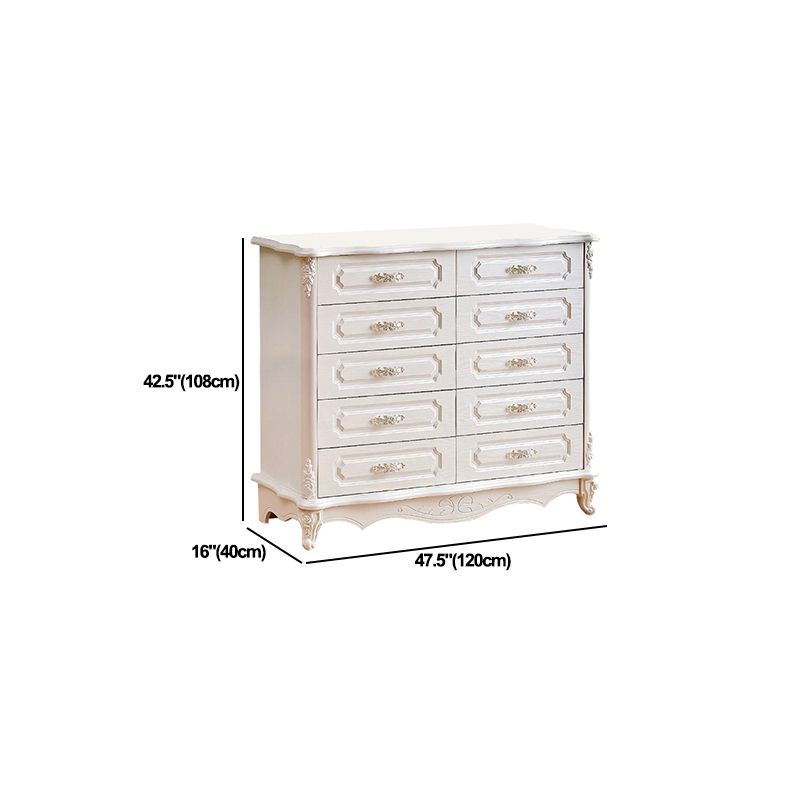 White Wood Storage Chest Dresser Modern Bedroom Storage Chest with Drawers